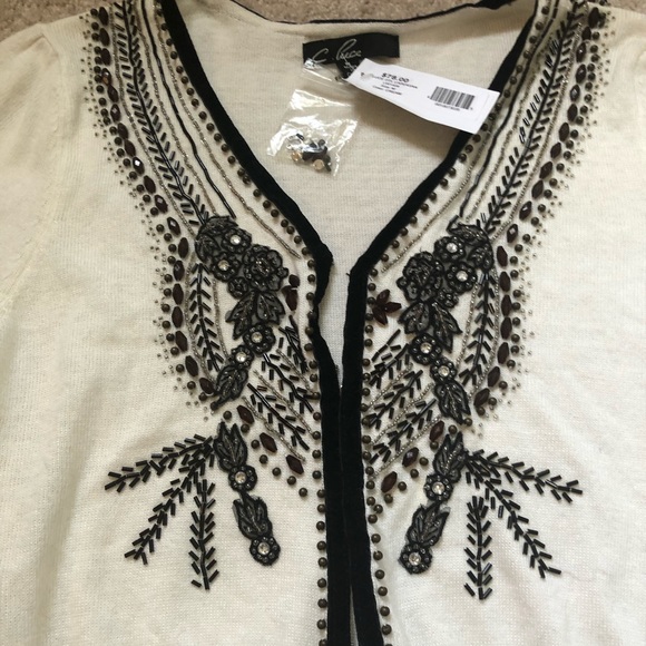 NWT C.LUCE CREAM BEAD CARDIGAN - Picture 2 of 5